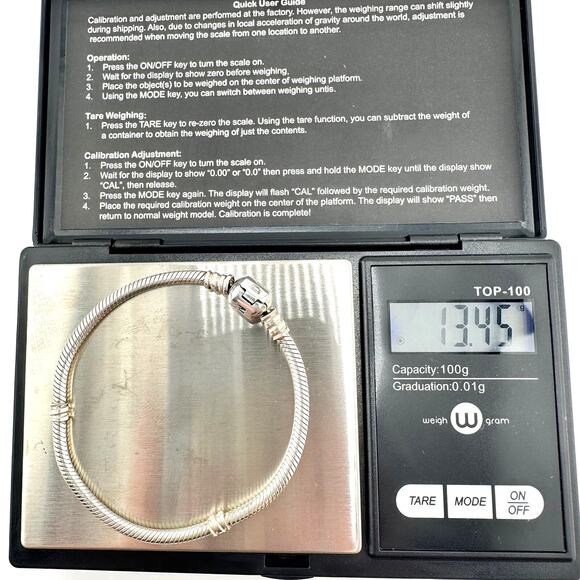 Pandora 925 Authentic Sterling Silver Snake Chain Charm 6.25” Bracelet - Picture 7 of 9